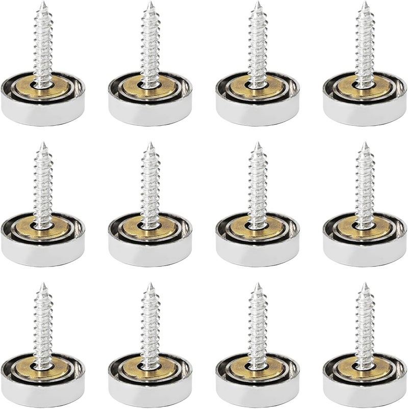 AUXBC 12PCS 3/5" Mirror Screws Decorative Cover Caps, Sign Advertising Screws, Mirror Screw Fasteners Nails, Chrome - Image 1